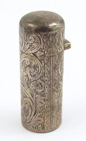 An Edwardian silver and silver gilt cylindrical perfume bottle