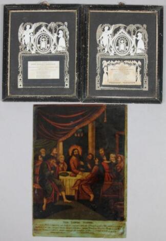 A 19thC printed glass panel of The Lord's Supper