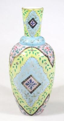 An early 20thC painted glass vase