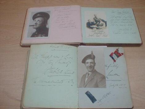 Two early 20thC Autograph Albums containing assorted music hall signatures