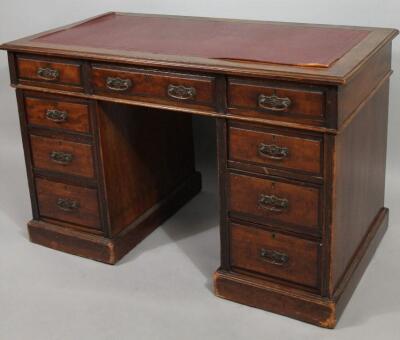 An early Edwardian twin pedestal desk