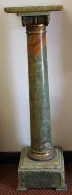 An early 20thC gilt metal and green marble Corinthian column