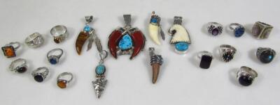 Various silver and other costume jewellery