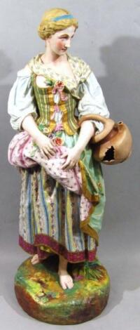 A large 19thC Jean Gille bisque porcelain figure