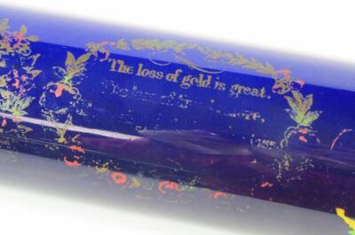 A 19thC Bristol blue Forget Me Not glass rolling pin - 2