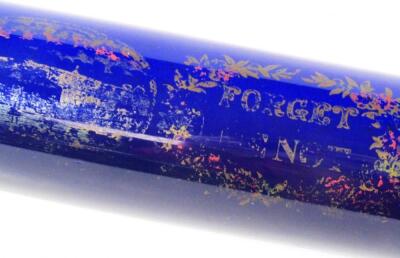 A 19thC Bristol blue Forget Me Not glass rolling pin - 3