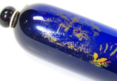 A 19thC Bristol blue Forget Me Not glass rolling pin - 4