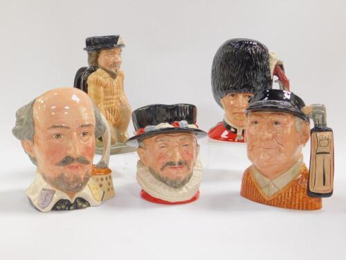 Five Royal Doulton large character jugs