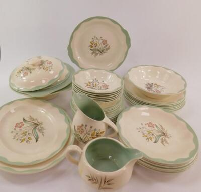 A Clarice Cliff Design pottery part dinner service for Royal Staffordshire