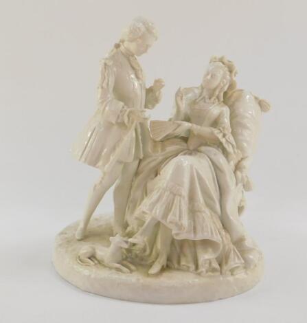 A Meissen late 19thC white glazed figure group