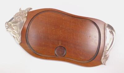 A French late 20thC mahogany and plated meat board