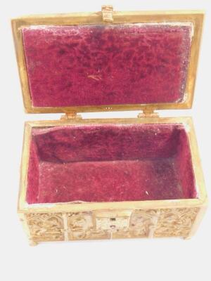 Two Gothic style brass jewellery caskets - 3