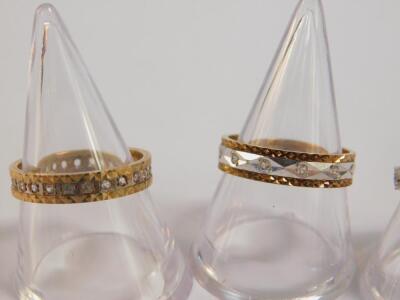 Five 9ct gold and gem set full eternity rings - 2