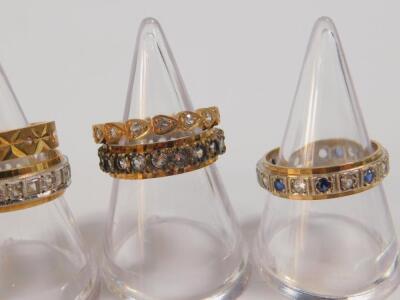 Six 9ct gold and gem set full eternity rings - 3