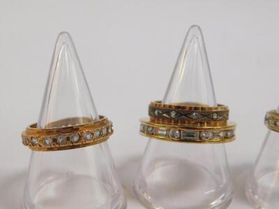 Five 9ct gold and gem set full eternity rings - 2