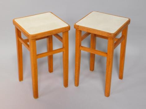 A pair of Czechoslovakian retro light beech stools