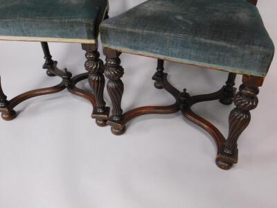 A pair of Victorian Carolean style oak high back hall chairs - 3