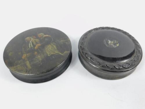 Two Georgian circular patch boxes