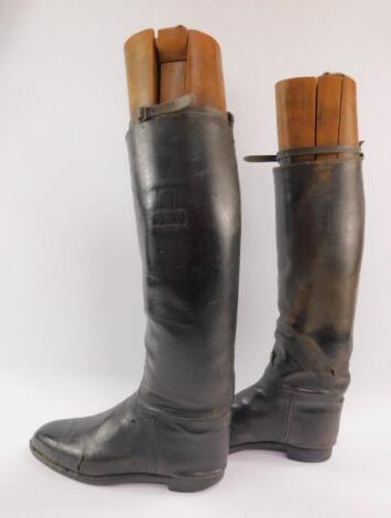 A pair of gentleman's black leather riding boots