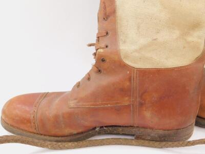 A pair of Rowell & Sons tanned brown leather and canvas military riding boots - 2