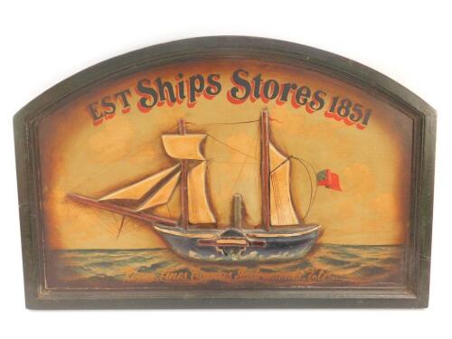 A plaster half block model ship's sign