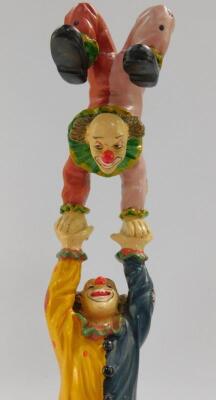 An Italian retro plaster sculpture modelled as a pair of acrobatic clowns - 2