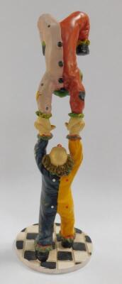 An Italian retro plaster sculpture modelled as a pair of acrobatic clowns - 3