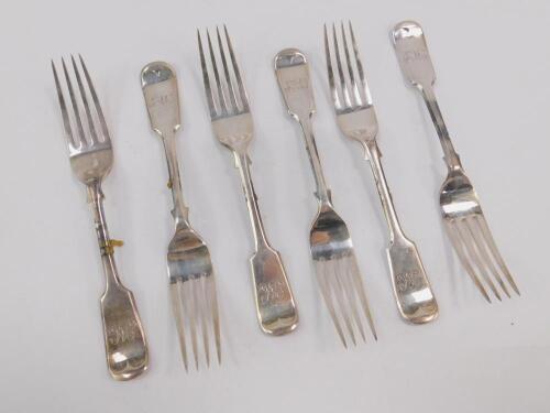 Six Edward VII silver dessert forks