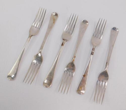 Six Edward VII and George V silver dessert forks