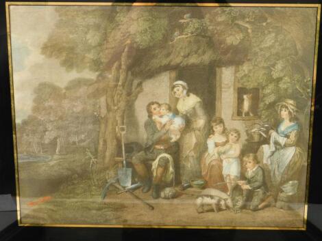 After George Morland (1763-1804). Figures by a Farmstead; Liaison in the Stables