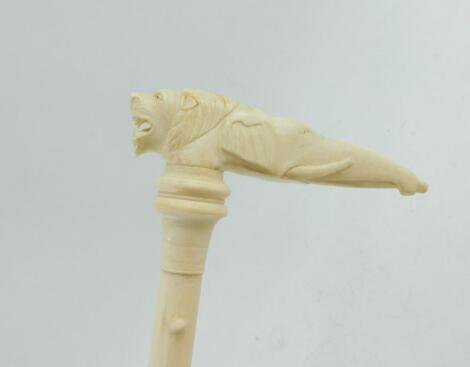 A late 19thC sectional ivory walking stick