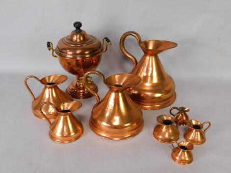 A Victorian copper and brass tea urn
