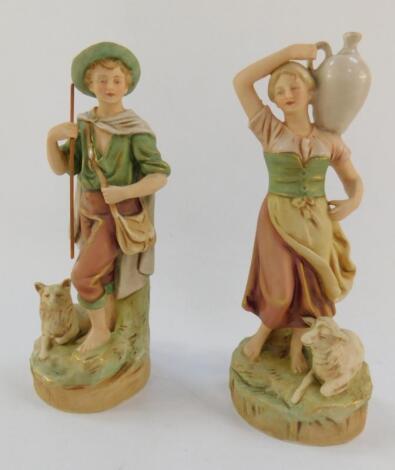 A pair of Royal Dux porcelain figures modelled as a Shepherd and Shepherdess