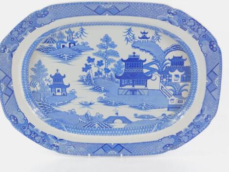 A Spode early 19thC blue and white transfer decorated meat platter