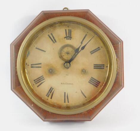 An American late 19thC mahogany cased octagonal wall clock