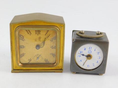 A French early 20thC brass cased bedroom clock