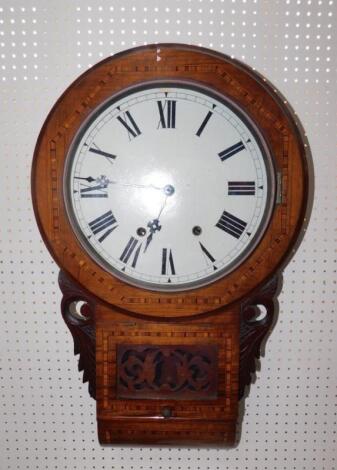 A Victorian walnut drop dial wall clock