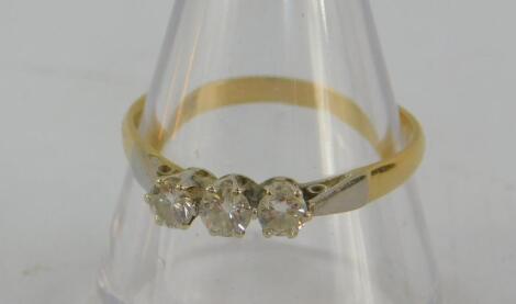 A diamond three stone ring