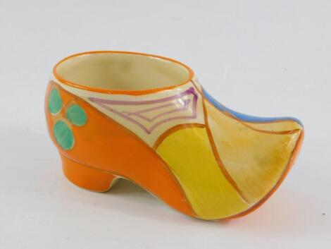 A Clarice Cliff Fantasque Pottery clog