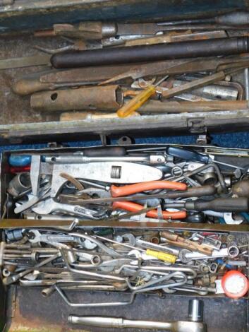 A lead lined wooden tool chest