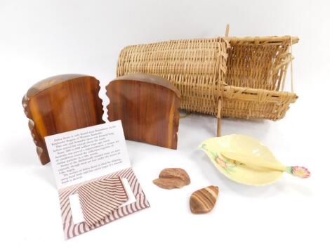 An Indian wicker copy of a child carrying basket