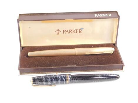 A Parker brushed gold plated fountain pen