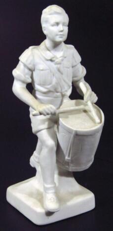 A Third Reich Hitler Jugend porcelain figure of a trommelbube (drummer boy)