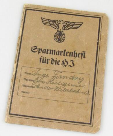 A Weimar Republic/Third Reich savings book allied to Sparkasse Bank