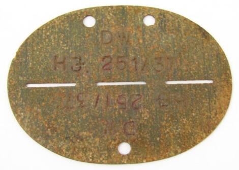 A Third Reich Hitler Jugend 'dog tag' identification tag