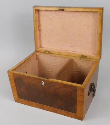 A 19thC mahogany and rosewood crossbanded sarcophagus shaped tea caddy - 2