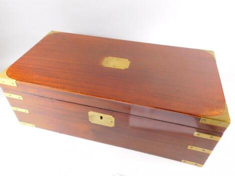 A 19thC mahogany campaign type writing box