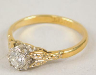 An early 20thC diamond solitaire ring