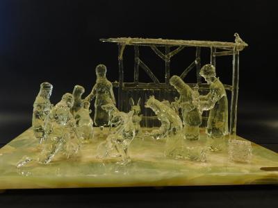An unusual glass nativity set
