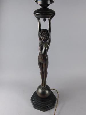 A French bronzed spelter lamp base